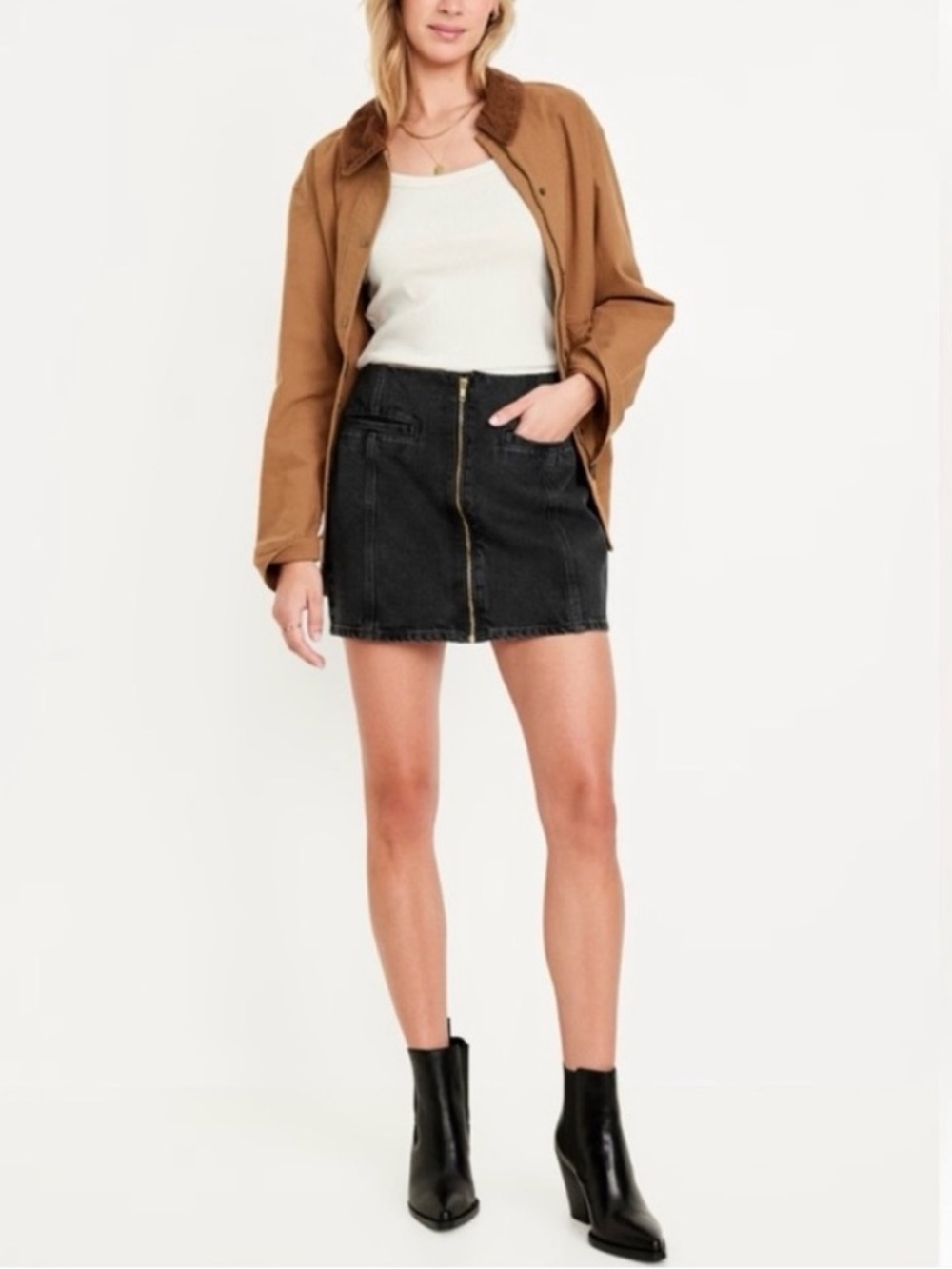 NWT Old Navy Washed Black Denim Mid Rise Mini Skirt Size 12